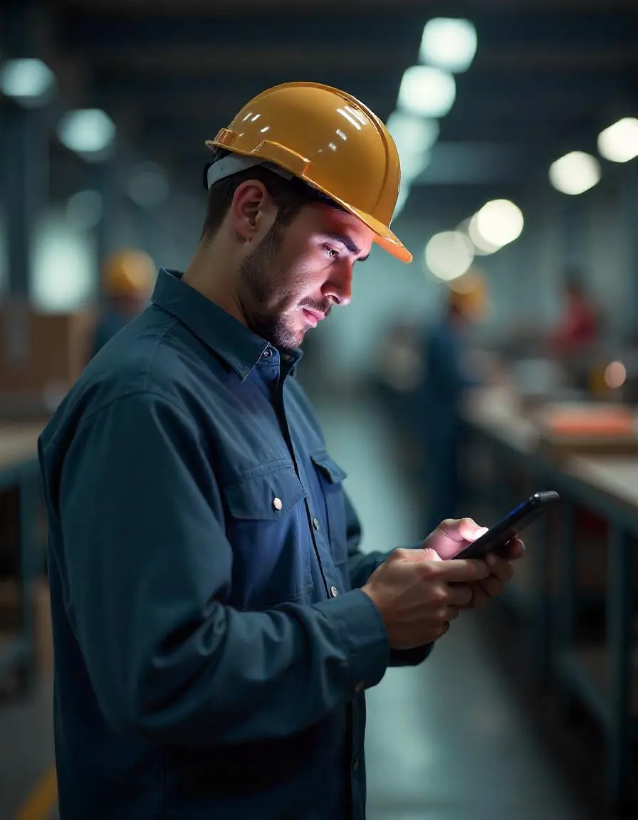 Software Lean para mantenimiento Operario de mantenimiento usando app BRUMIER