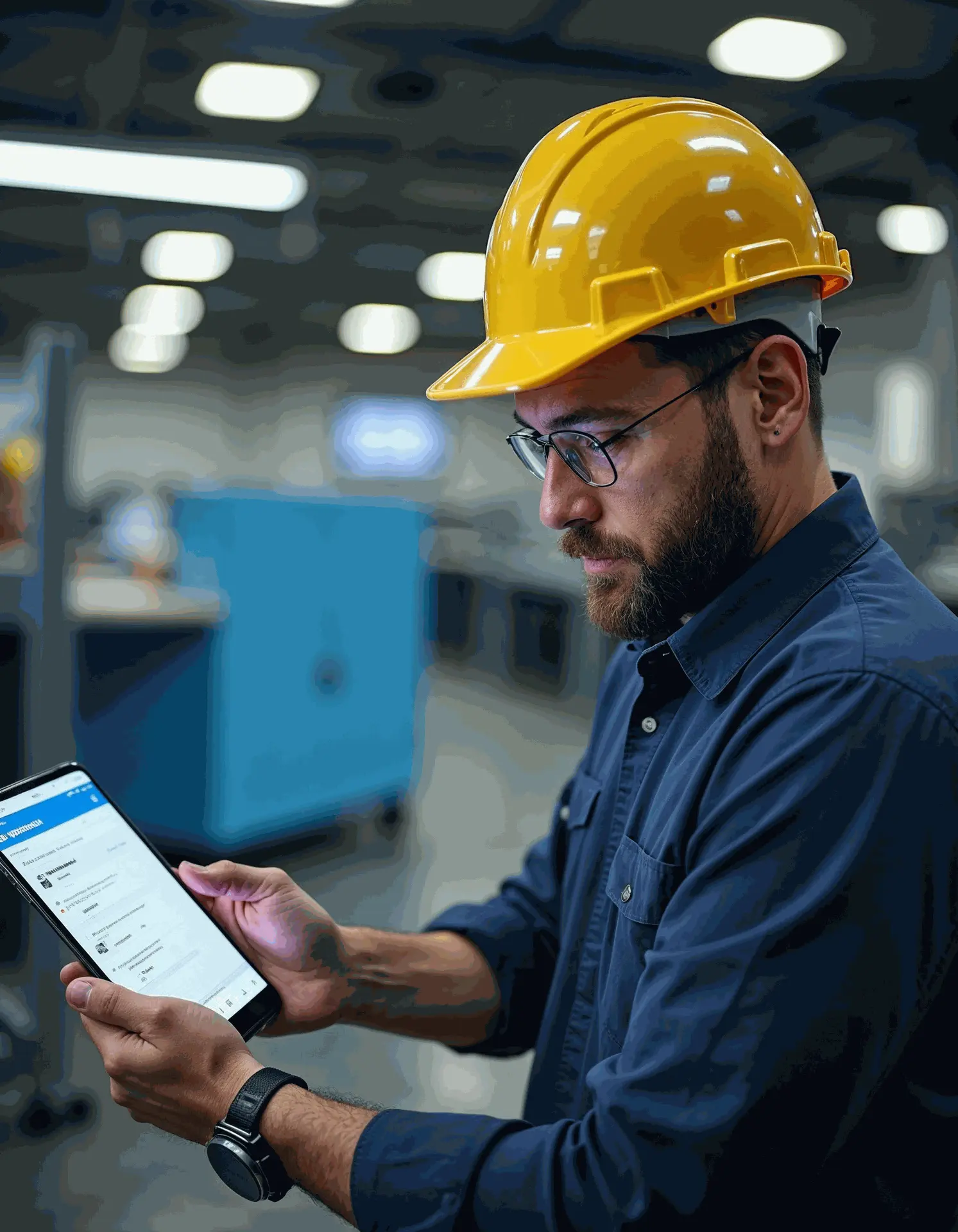 Software Lean para mantenimiento TPM Operario de mantenimiento usando app BRUMIER